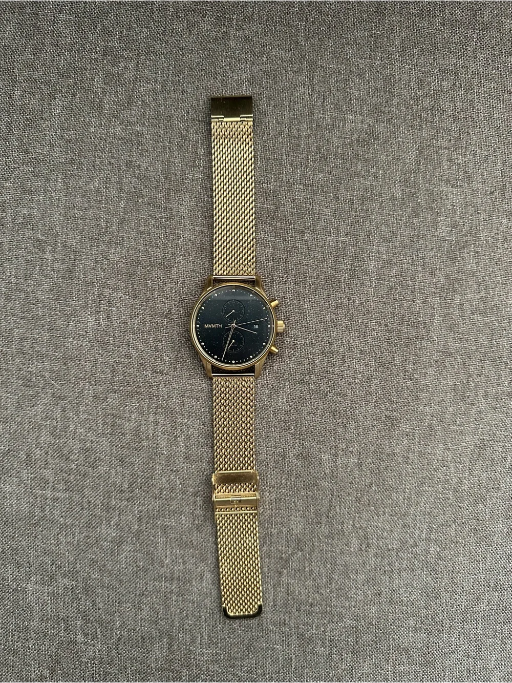 MVMT Gold Mesh Chronograph Watch with Black Dial - Voyager